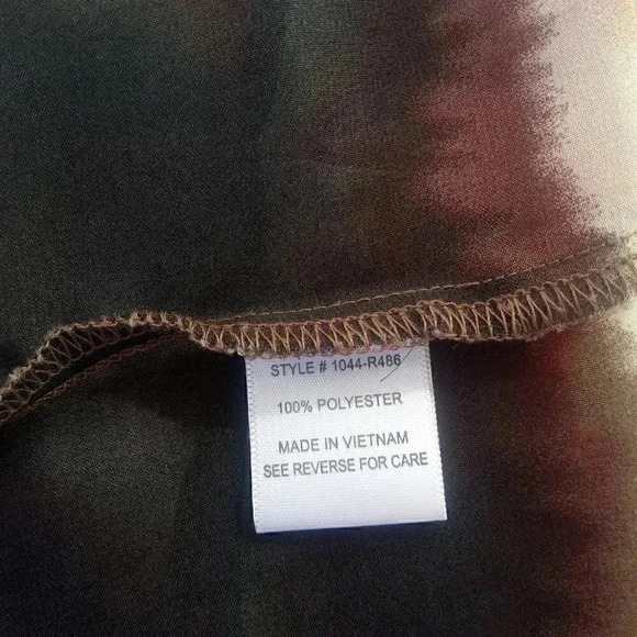 Studio Y Ombre Sheer Chiffon Beaded Neckline Flutter Sleeve Flowy Blouse Top - Picture 7 of 7